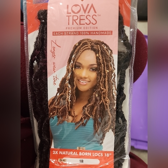 Lovatress Long Styl Crochet 2X Natural Born Locs 18" Color 1B Premium Edition - Picture 4 of 10